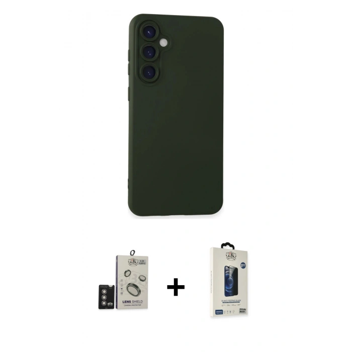 MARSİLYAN™- Galaxy S24 Kılıf Ahenk Serisi - Siyah Bilvis Hayalet Cam Ekran Koruyucu + Bilvis Titan Kamera Lens - DNMR