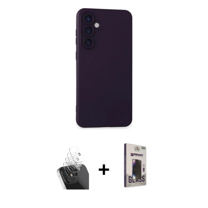 MARSİLYAN™- Galaxy S24 Kılıf Ahenk Serisi - Siyah Bilvis Hayalet Cam Ekran Koruyucu + Kamera Lens Koruma Cam - SF