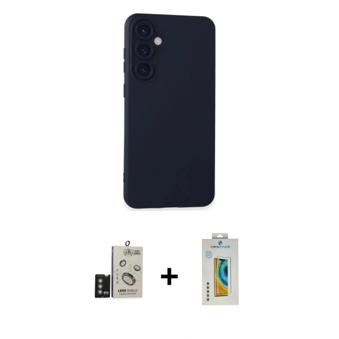 MARSİLYAN™- Galaxy S24 Kılıf Ahenk Serisi - Siyah Polymer Nano Ekran Koruyucu + Bilvis Titan Kamera Lens - DNMR