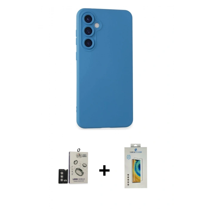 MARSİLYAN™- Galaxy S24 Kılıf Ahenk Serisi - Siyah Polymer Nano Ekran Koruyucu + Bilvis Titan Kamera Lens - DNMR
