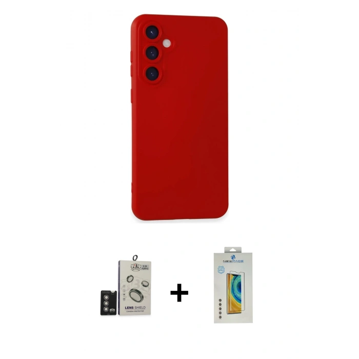 MARSİLYAN™- Galaxy S24 Kılıf Ahenk Serisi - Siyah Polymer Nano Ekran Koruyucu + Bilvis Titan Kamera Lens - DNMR