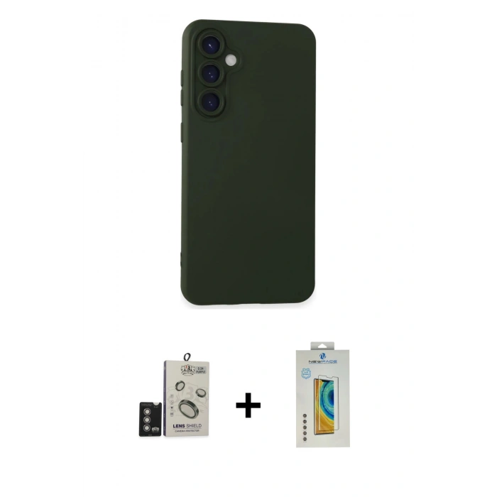 MARSİLYAN™- Galaxy S24 Kılıf Ahenk Serisi - Siyah Polymer Nano Ekran Koruyucu + Bilvis Titan Kamera Lens - DNMR