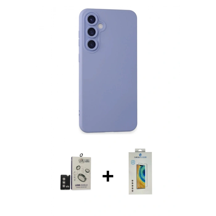 MARSİLYAN™- Galaxy S24 Kılıf Ahenk Serisi - Siyah Polymer Nano Ekran Koruyucu + Bilvis Titan Kamera Lens - DNMR