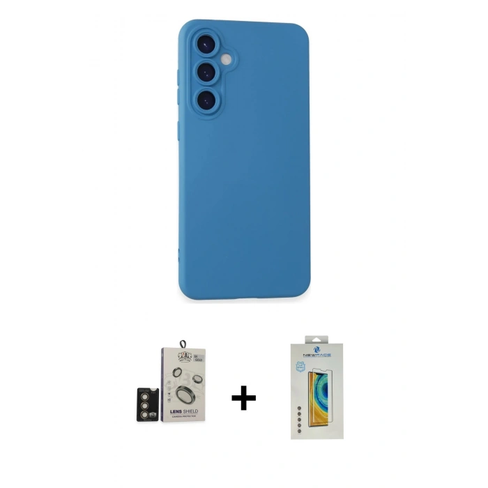 MARSİLYAN™- Galaxy S24 Kılıf Ahenk Serisi - Siyah Polymer Nano Ekran Koruyucu + Bilvis Titan Kamera Lens - GD