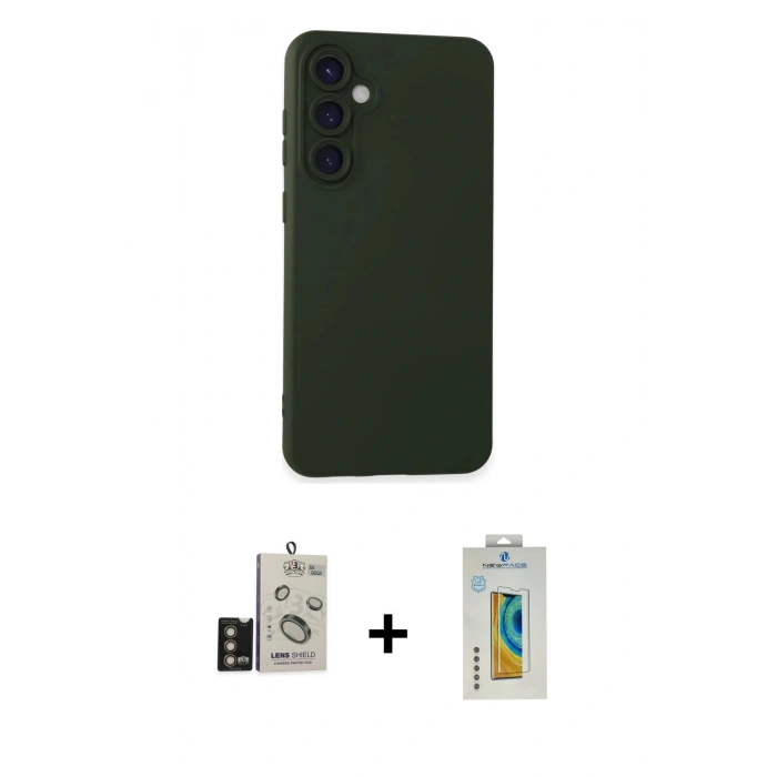 MARSİLYAN™- Galaxy S24 Kılıf Ahenk Serisi - Siyah Polymer Nano Ekran Koruyucu + Bilvis Titan Kamera Lens - GD