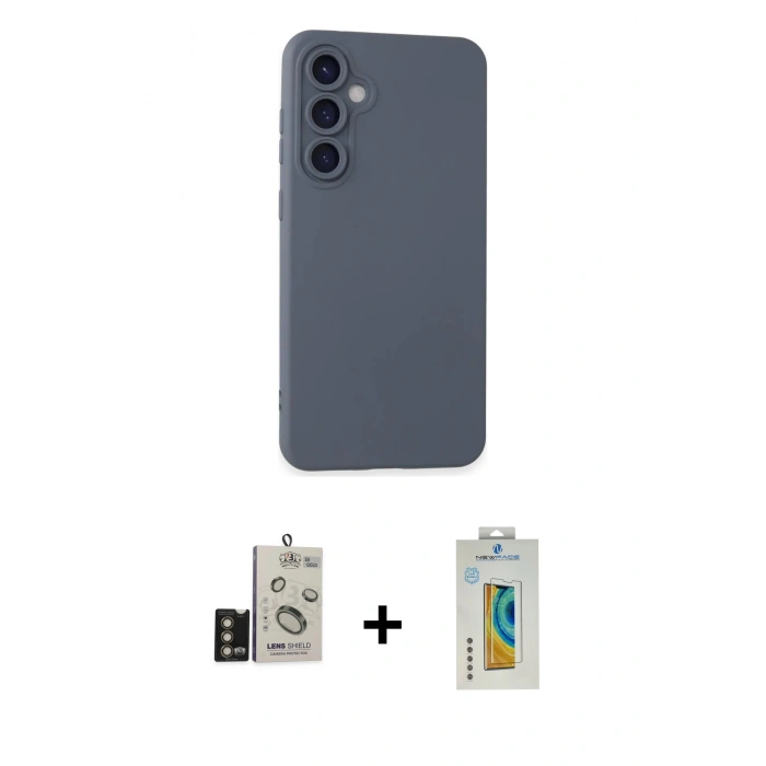 MARSİLYAN™- Galaxy S24 Kılıf Ahenk Serisi - Siyah Polymer Nano Ekran Koruyucu + Bilvis Titan Kamera Lens - GD