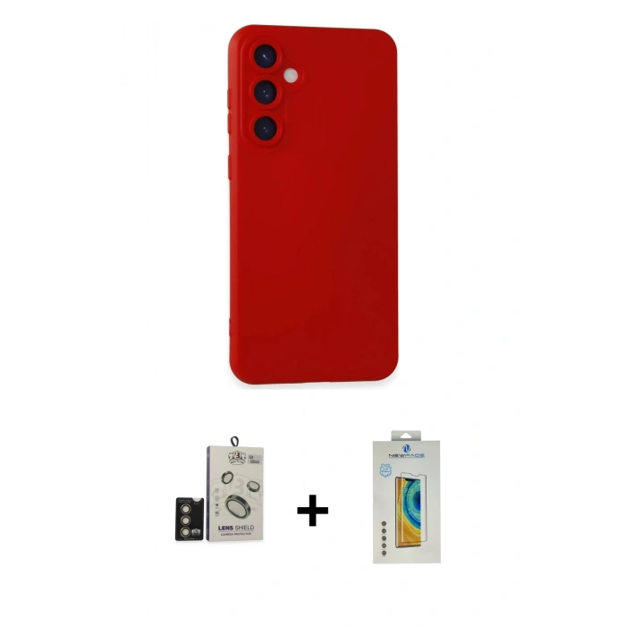 MARSİLYAN™- Galaxy S24 Kılıf Ahenk Serisi - Siyah Polymer Nano Ekran Koruyucu + Bilvis Titan Kamera Lens - GD