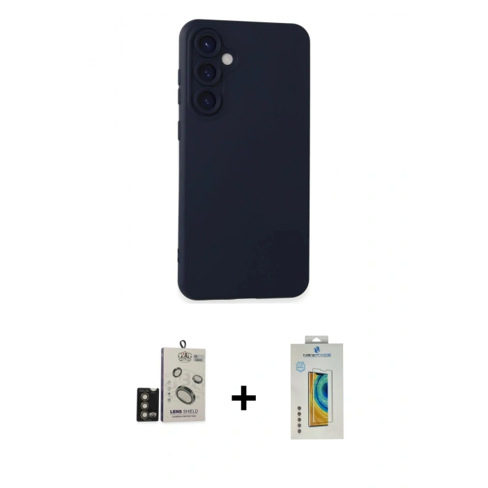 MARSİLYAN™- Galaxy S24 Kılıf Ahenk Serisi - Siyah Polymer Nano Ekran Koruyucu + Bilvis Titan Kamera Lens - GD
