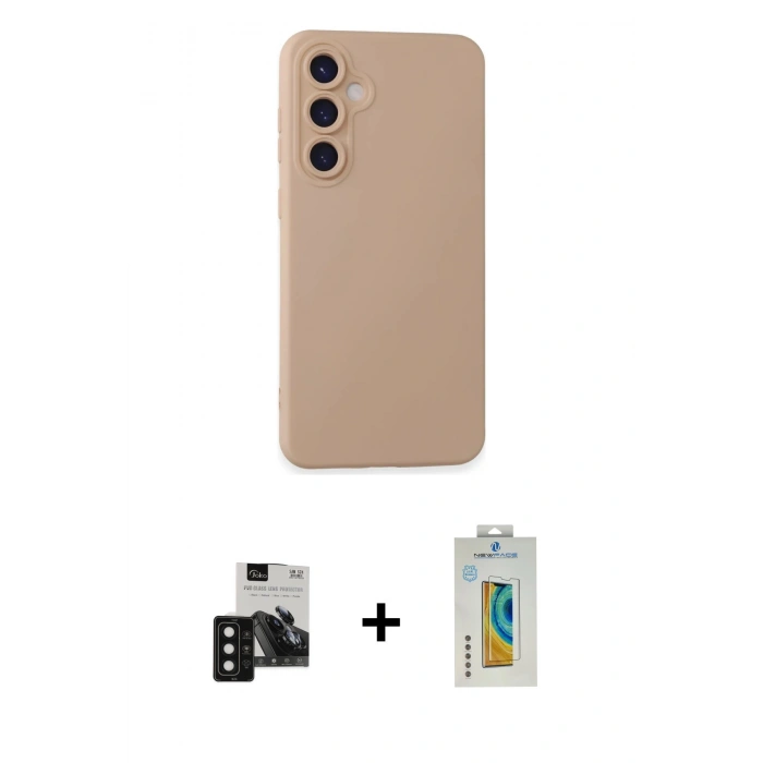 MARSİLYAN™- Galaxy S24 Kılıf Ahenk Serisi - Siyah Polymer Nano Ekran Koruyucu + PVD Metal Kamera Lens - SH