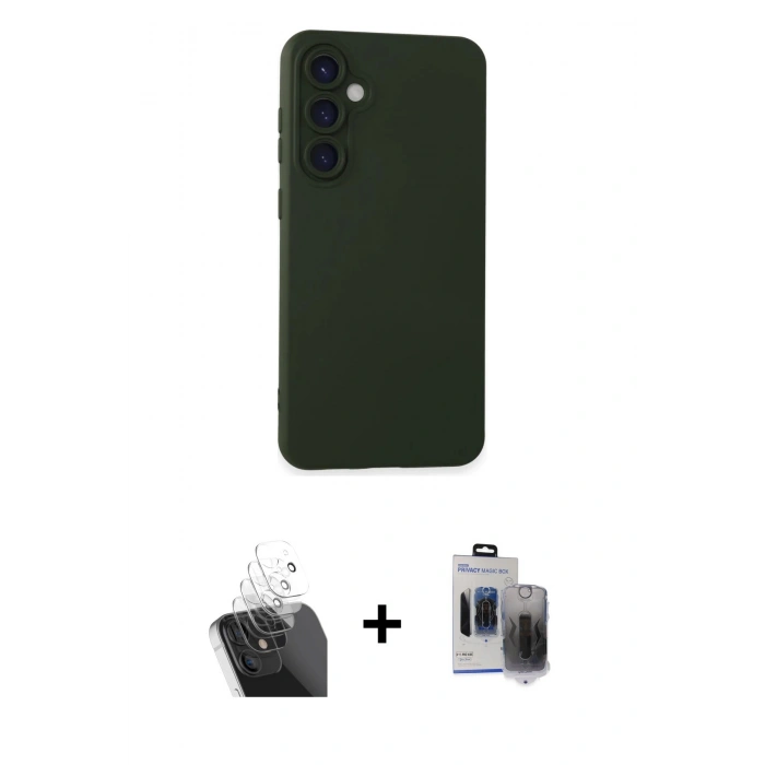 MARSİLYAN™- Galaxy S24 Kılıf Ahenk Serisi - Siyah Vanessa Magic Hayalet Cam + Şeffaf Kamera Lens Koruma Cam