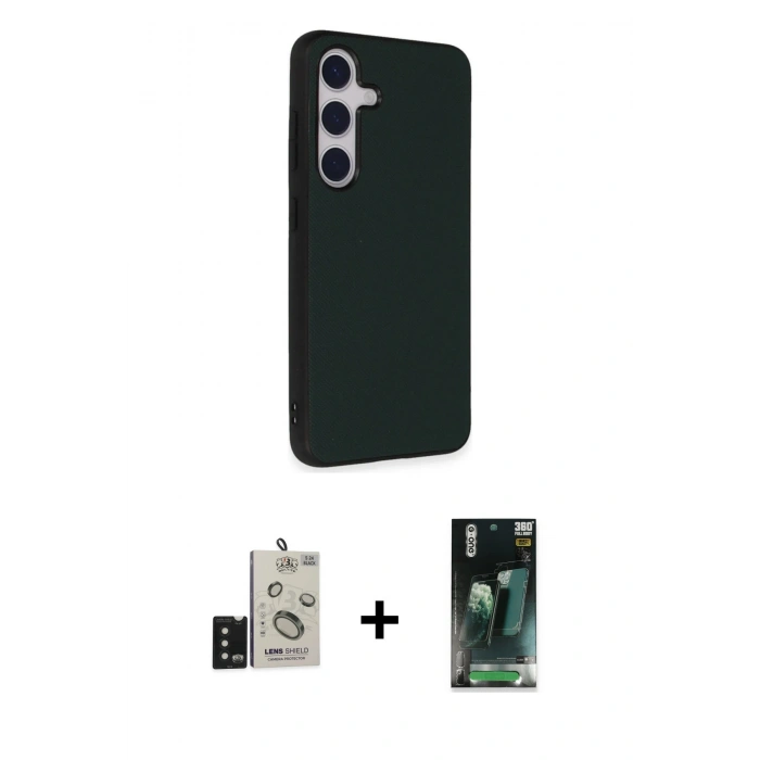 MARSİLYAN™- Galaxy S24 Kılıf Akış Asil Koleksiyonu - Şeffaf 360 Full Body Arka Koruyucu + Bilvis Titan Kamera Lens - SH