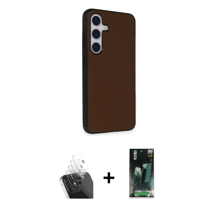 MARSİLYAN™- Galaxy S24 Kılıf Akış Asil Koleksiyonu - Şeffaf 360 Full Body Arka Koruyucu + Kamera Lens Koruma Cam - SF