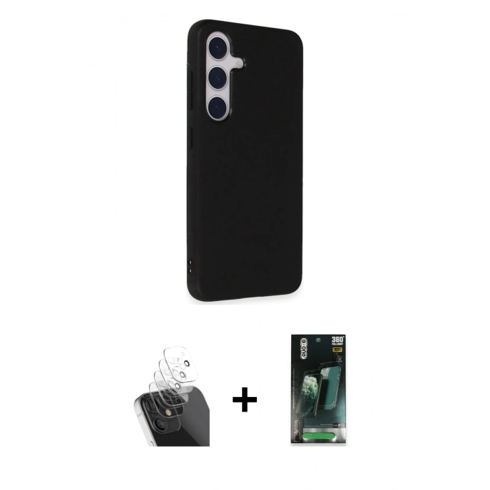 MARSİLYAN™- Galaxy S24 Kılıf Akış Asil Koleksiyonu - Şeffaf 360 Full Body Arka Koruyucu + Kamera Lens Koruma Cam - SF