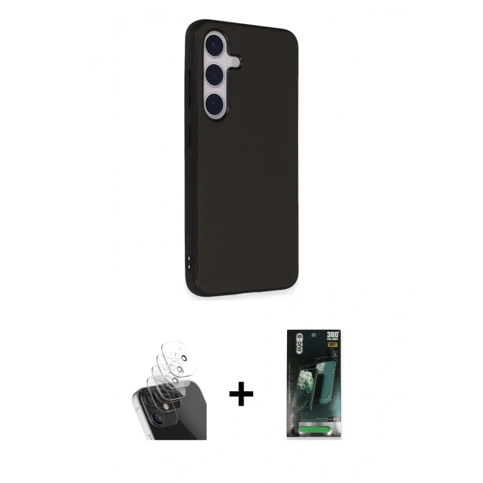 MARSİLYAN™- Galaxy S24 Kılıf Akış Asil Koleksiyonu - Şeffaf 360 Full Body Arka Koruyucu + Kamera Lens Koruma Cam - SF