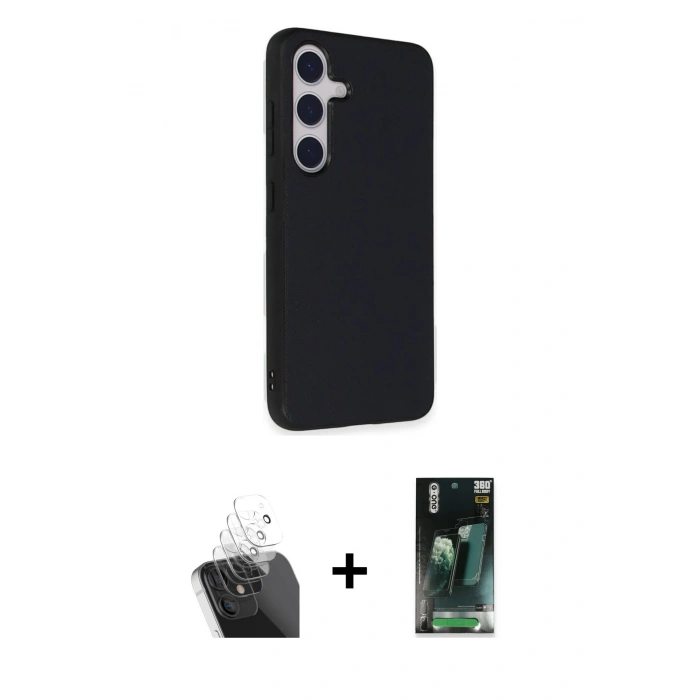 MARSİLYAN™- Galaxy S24 Kılıf Akış Asil Koleksiyonu - Şeffaf 360 Full Body Arka Koruyucu + Kamera Lens Koruma Cam - SF