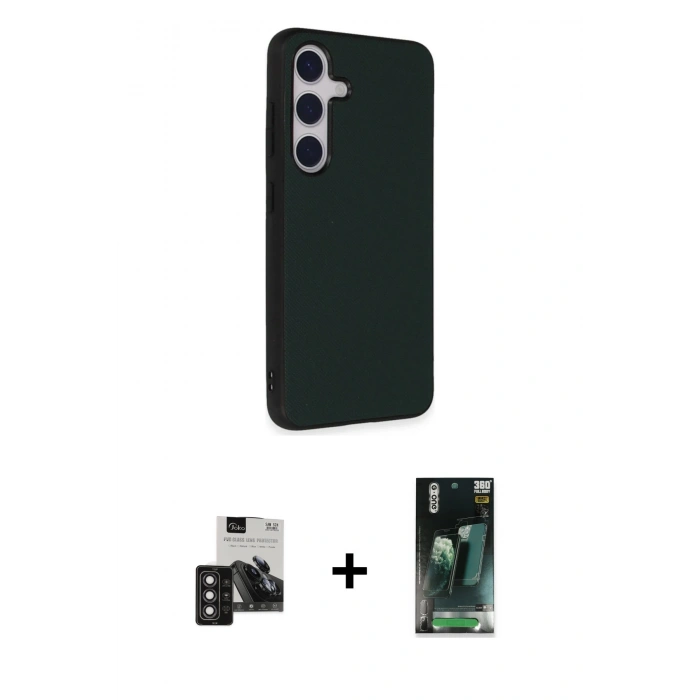 MARSİLYAN™- Galaxy S24 Kılıf Akış Asil Koleksiyonu - Siyah 360 Mat Full Body Arka Koruyucu + PVD Metal Kamera Lens - DNMR