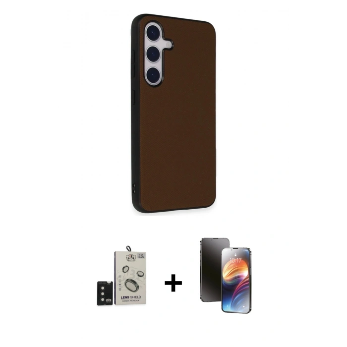 MARSİLYAN™- Galaxy S24 Kılıf Akış Asil Koleksiyonu - Siyah 3D Antistatik Mat Seramik Nano Ekran Koruyucu + Bilvis Titan Kamera Lens - SH