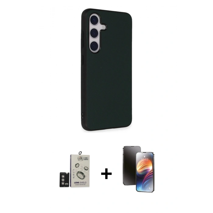 MARSİLYAN™- Galaxy S24 Kılıf Akış Asil Koleksiyonu - Siyah 3D Antistatik Mat Seramik Nano Ekran Koruyucu + Bilvis Titan Kamera Lens - DNMR