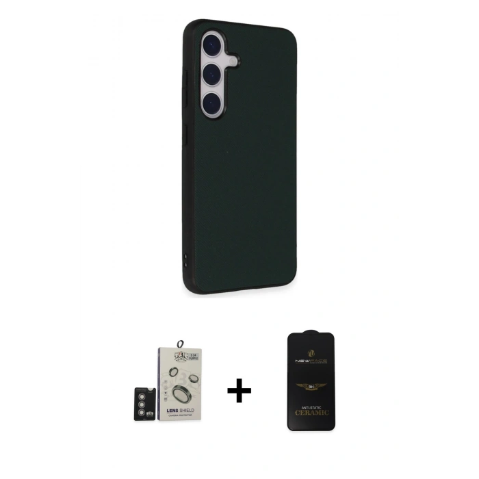 MARSİLYAN™- Galaxy S24 Kılıf Akış Asil Koleksiyonu - Siyah 6D Antistatik Mat Seramik Hayalet Nano Ekran Koruyucu + Bilvis Titan Kamera Lens - DNMR
