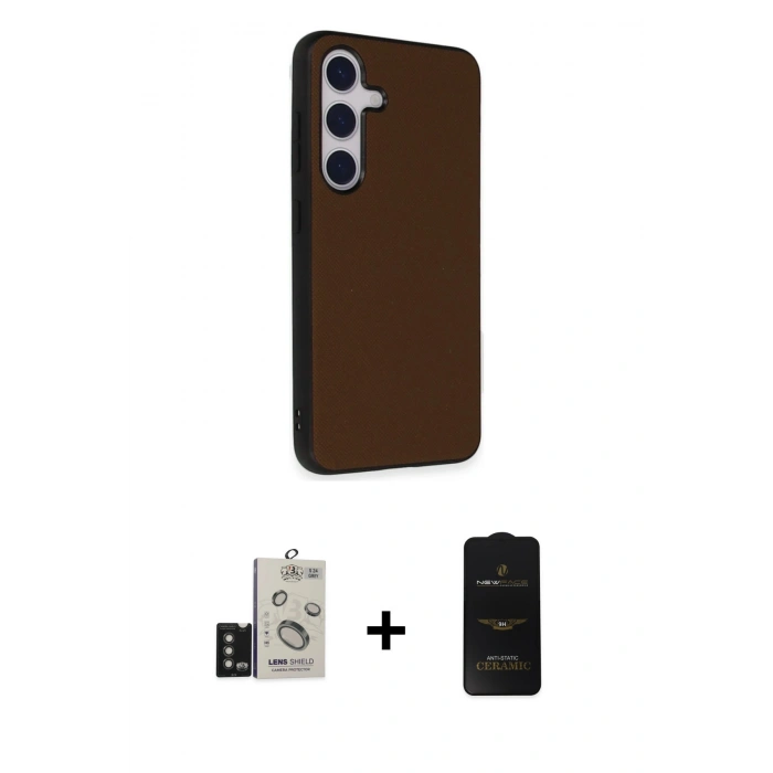 MARSİLYAN™- Galaxy S24 Kılıf Akış Asil Koleksiyonu - Siyah 6D Antistatik Mat Seramik Hayalet Nano Ekran Koruyucu + Bilvis Titan Kamera Lens - TMGI
