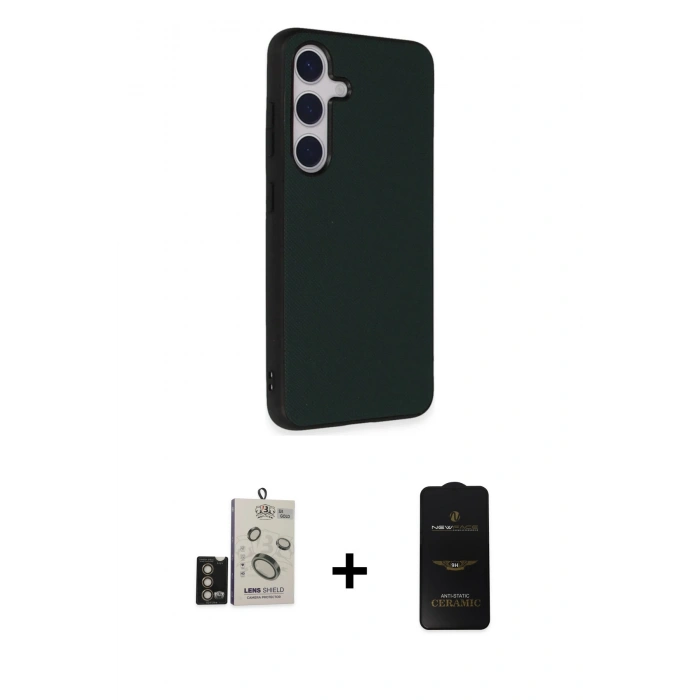 MARSİLYAN™- Galaxy S24 Kılıf Akış Asil Koleksiyonu - Siyah 6D Antistatik Mat Seramik Hayalet Nano Ekran Koruyucu + Bilvis Titan Kamera Lens - GD