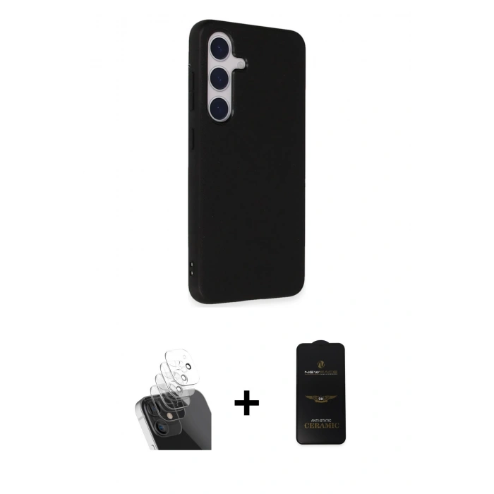 MARSİLYAN™- Galaxy S24 Kılıf Akış Asil Koleksiyonu - Siyah 6D Antistatik Mat Seramik Hayalet Nano Ekran Koruyucu + Kamera Lens Koruma Cam - SF