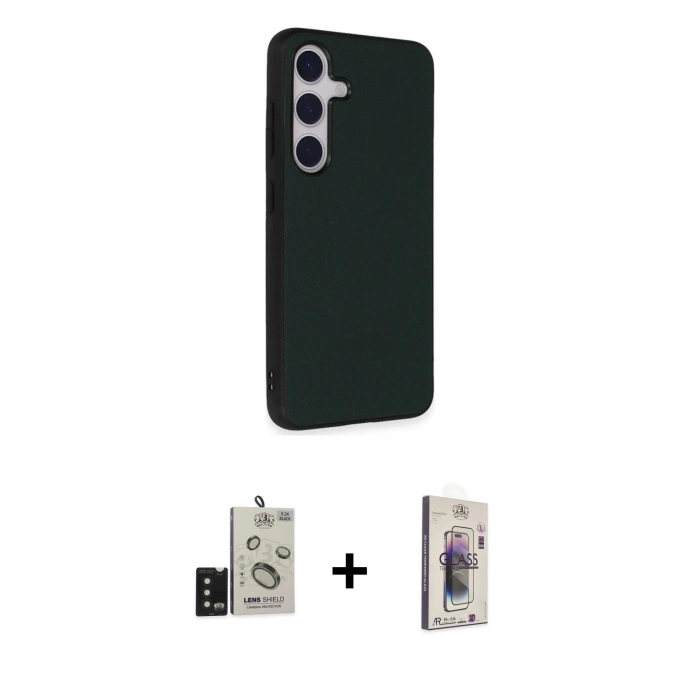 MARSİLYAN™- Galaxy S24 Kılıf Akış Asil Koleksiyonu - Siyah Bilvis 3D Cam Ekran Koruyucu + Bilvis Titan Kamera Lens - SH