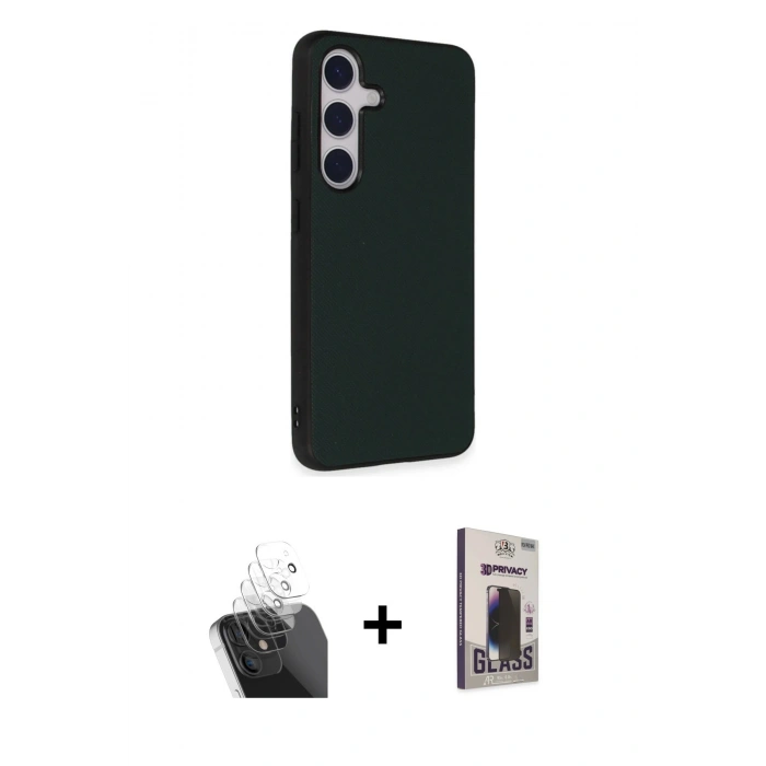 MARSİLYAN™- Galaxy S24 Kılıf Akış Asil Koleksiyonu - Siyah Bilvis Hayalet Cam Ekran Koruyucu + Kamera Lens Koruma Cam - SF