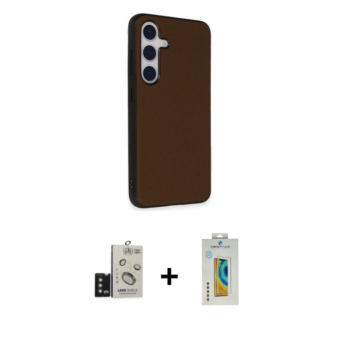 MARSİLYAN™- Galaxy S24 Kılıf Akış Asil Koleksiyonu - Siyah Polymer Nano Ekran Koruyucu + Bilvis Titan Kamera Lens - TMGI