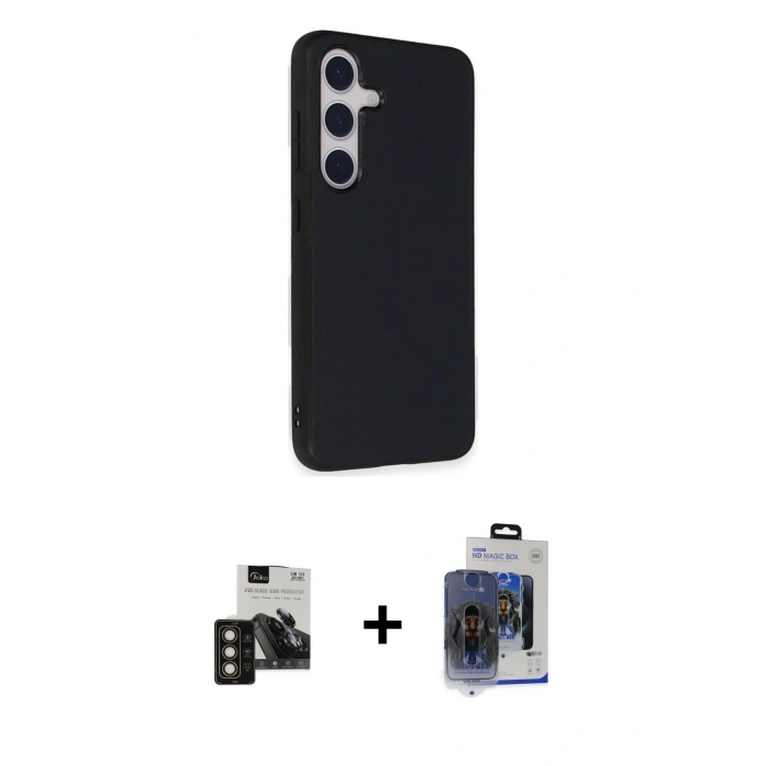 MARSİLYAN™- Galaxy S24 Kılıf Akış Asil Koleksiyonu - Siyah Vanessa Magic Cam + PVD Metal Kamera Lens - GD