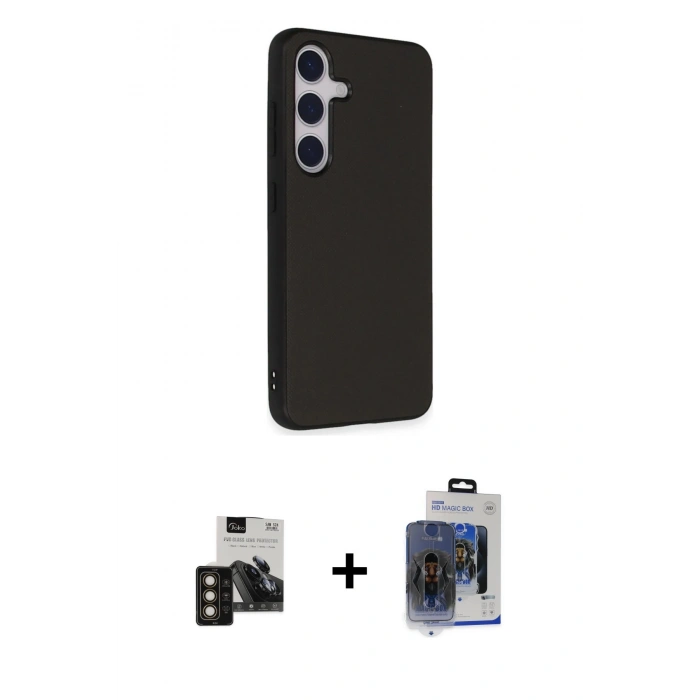MARSİLYAN™- Galaxy S24 Kılıf Akış Asil Koleksiyonu - Siyah Vanessa Magic Cam + PVD Metal Kamera Lens - GD