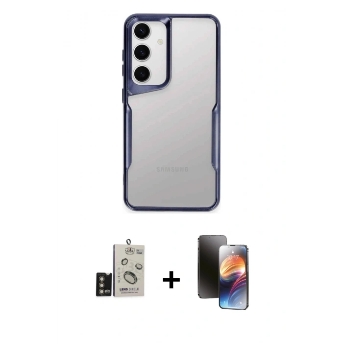 MARSİLYAN™- Galaxy S24 Kılıf Akış Çizgi Koleksiyonu - Siyah 3D Antistatik Mat Seramik Nano Ekran Koruyucu + Bilvis Titan Kamera Lens - GD
