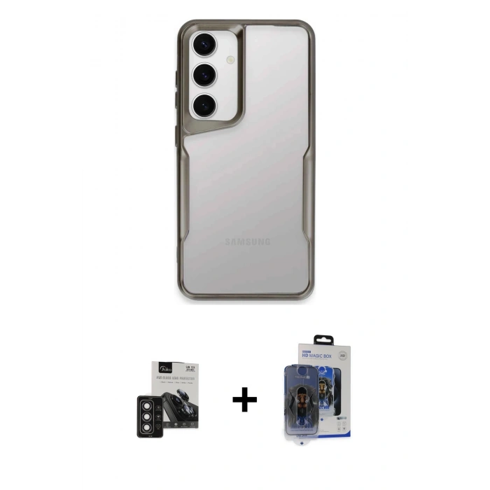 MARSİLYAN™- Galaxy S24 Kılıf Akış Çizgi Koleksiyonu - Siyah Vanessa Magic Cam + PVD Metal Kamera Lens - DNMR