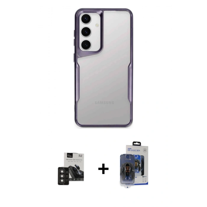 MARSİLYAN™- Galaxy S24 Kılıf Akış Çizgi Koleksiyonu - Siyah Vanessa Magic Cam + PVD Metal Kamera Lens - TNGI