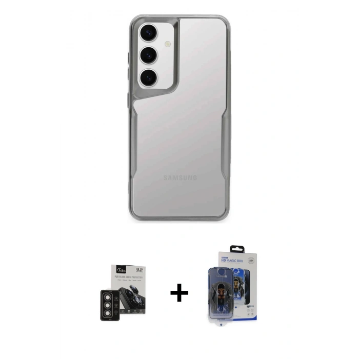 MARSİLYAN™- Galaxy S24 Kılıf Akış Çizgi Koleksiyonu - Siyah Vanessa Magic Cam + PVD Metal Kamera Lens - TNGI