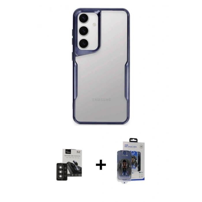 MARSİLYAN™- Galaxy S24 Kılıf Akış Çizgi Koleksiyonu - Siyah Vanessa Magic Cam + PVD Metal Kamera Lens - TNGI