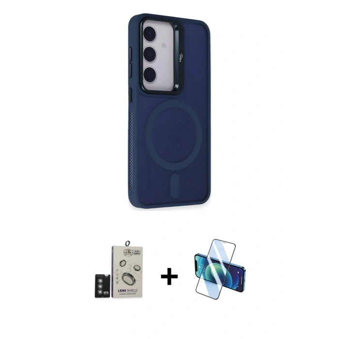 MARSİLYAN™- Galaxy S24 Kılıf Akış Form - Siyah 3D Antistatik Seramik Nano Ekran Koruyucu + Bilvis Titan Kamera Lens - DNMR
