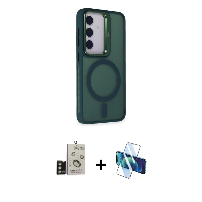 MARSİLYAN™- Galaxy S24 Kılıf Akış Form - Siyah 3D Antistatik Seramik Nano Ekran Koruyucu + Bilvis Titan Kamera Lens - GD