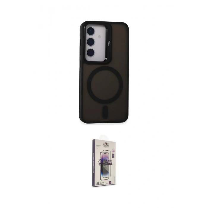 MARSİLYAN™- Galaxy S24 Kılıf Akış Form - Siyah Bilvis 3D Cam Ekran Koruyucu