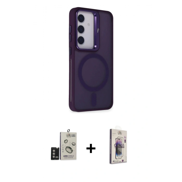 MARSİLYAN™- Galaxy S24 Kılıf Akış Form - Siyah Bilvis 3D Cam Ekran Koruyucu + Bilvis Titan Kamera Lens - DNMR