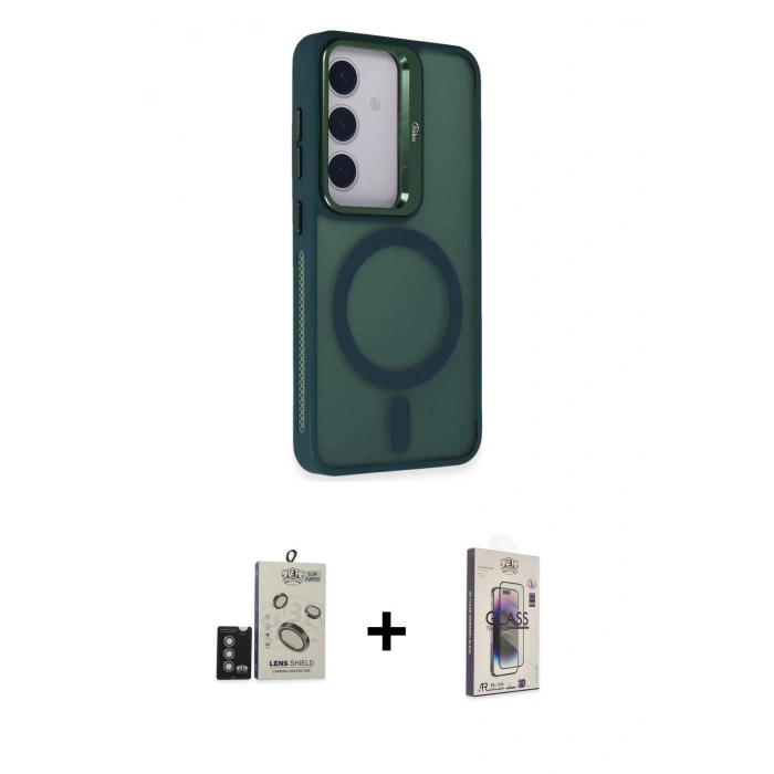 MARSİLYAN™- Galaxy S24 Kılıf Akış Form - Siyah Bilvis 3D Cam Ekran Koruyucu + Bilvis Titan Kamera Lens - DNMR