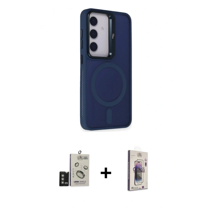 MARSİLYAN™- Galaxy S24 Kılıf Akış Form - Siyah Bilvis 3D Cam Ekran Koruyucu + Bilvis Titan Kamera Lens - DNMR