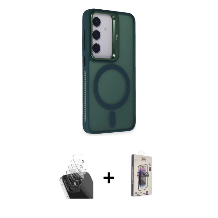 MARSİLYAN™- Galaxy S24 Kılıf Akış Form - Siyah Bilvis 3D Cam Ekran Koruyucu + Kamera Lens Koruma Cam - SF