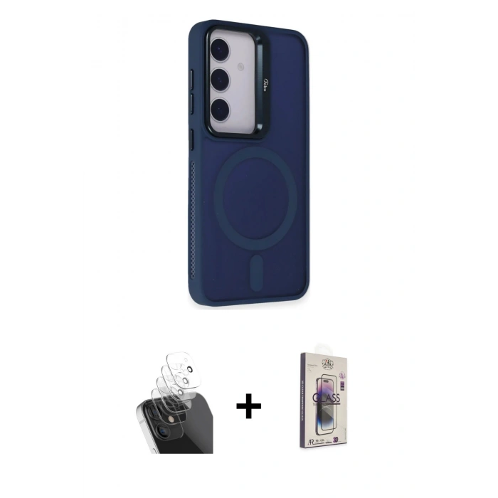MARSİLYAN™- Galaxy S24 Kılıf Akış Form - Siyah Bilvis 3D Cam Ekran Koruyucu + Kamera Lens Koruma Cam - SF