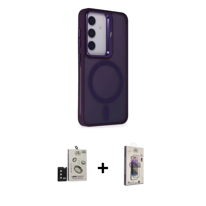 MARSİLYAN™- Galaxy S24 Kılıf Akış Form - Siyah Bilvis 3D Cam Ekran Koruyucu + Bilvis Titan Kamera Lens - SH