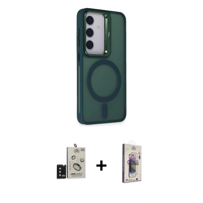 MARSİLYAN™- Galaxy S24 Kılıf Akış Form - Siyah Bilvis 3D Cam Ekran Koruyucu + Bilvis Titan Kamera Lens - SH