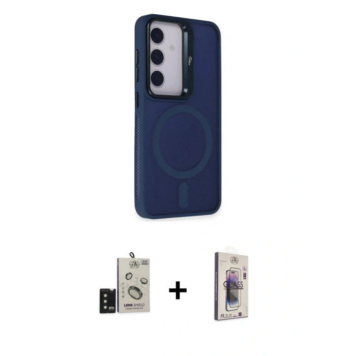 MARSİLYAN™- Galaxy S24 Kılıf Akış Form - Siyah Bilvis 3D Cam Ekran Koruyucu + Bilvis Titan Kamera Lens - SH