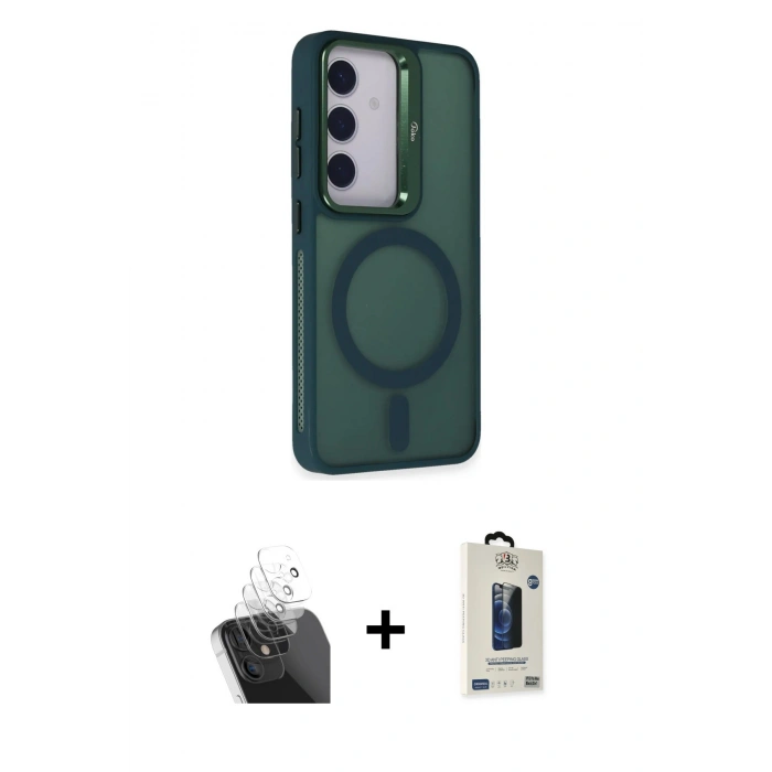 MARSİLYAN™- Galaxy S24 Kılıf Akış Form - Siyah Bilvis Hayalet Cam Ekran Koruyucu + Kamera Lens Koruma Cam - SF