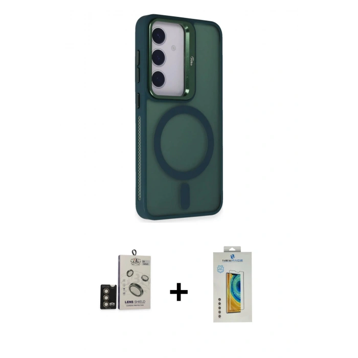 MARSİLYAN™- Galaxy S24 Kılıf Akış Form - Siyah Polymer Nano Ekran Koruyucu + Bilvis Titan Kamera Lens - GD