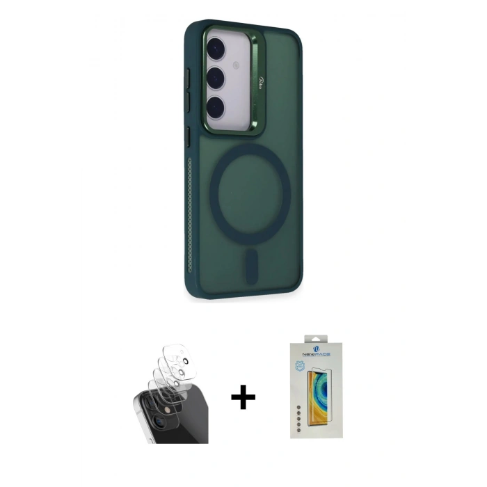 MARSİLYAN™- Galaxy S24 Kılıf Akış Form - Siyah Polymer Nano Ekran Koruyucu + Kamera Lens Koruma Cam - SF